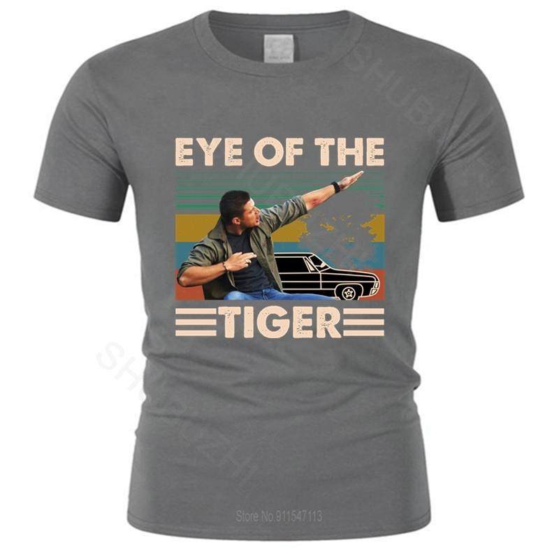 Dean Winchester Supernatural Eye Of The Tiger Vintage Retro Cotton Tshirt Men O-neck Casual TeeShirt Summer Tshirt Drop Shipping