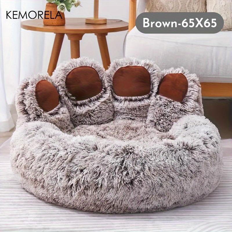 KEMORELA Creative Bear Paw-Shaped Plush Pet Nest Non-Slip Bottom Design Soft Cat Dog Nest Suitable for Small Pet Cats and Dogs