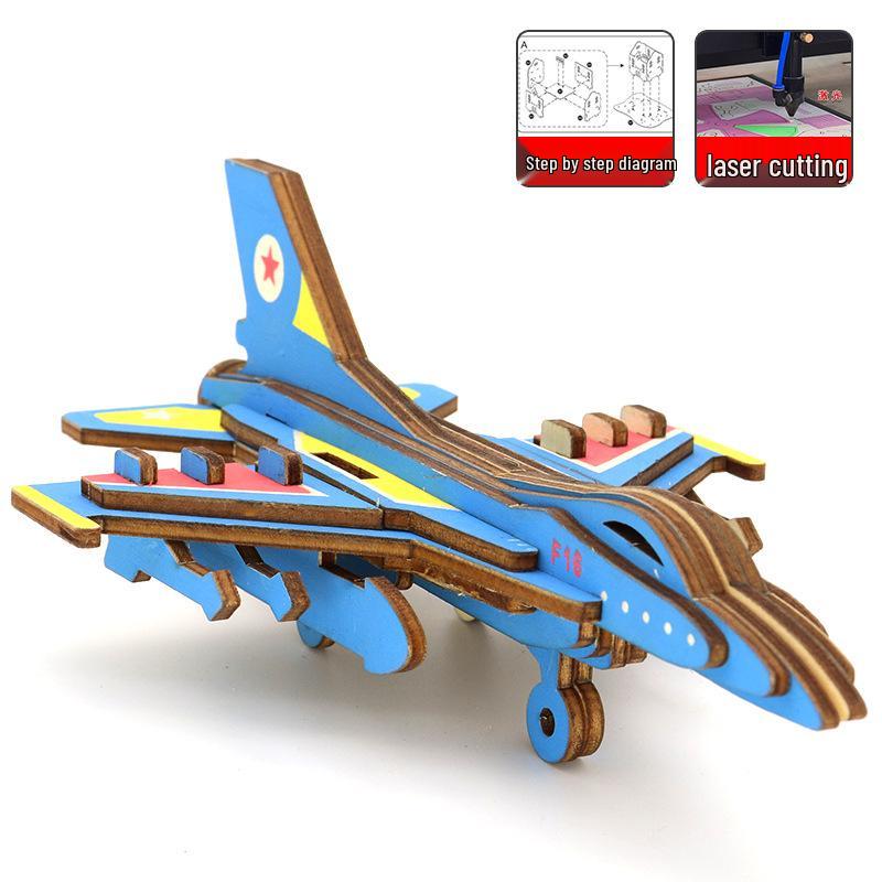 Children's Handmade Wooden Airliner Model 3D Puzzle Educational Toy
