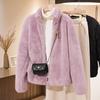 Women's Double-Sided Thick Fleece Jacket, Warm Coral Polar Fleece, Stand Collar, Plus Size, Perfect for Autumn and Winter.