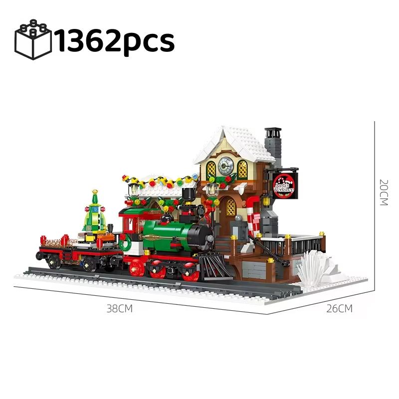 High-Quality 1362Pcs High-Quality Christmas High-Quality Train High-Quality Platform High-Quality Building High-Quality Blocks Collection Kit