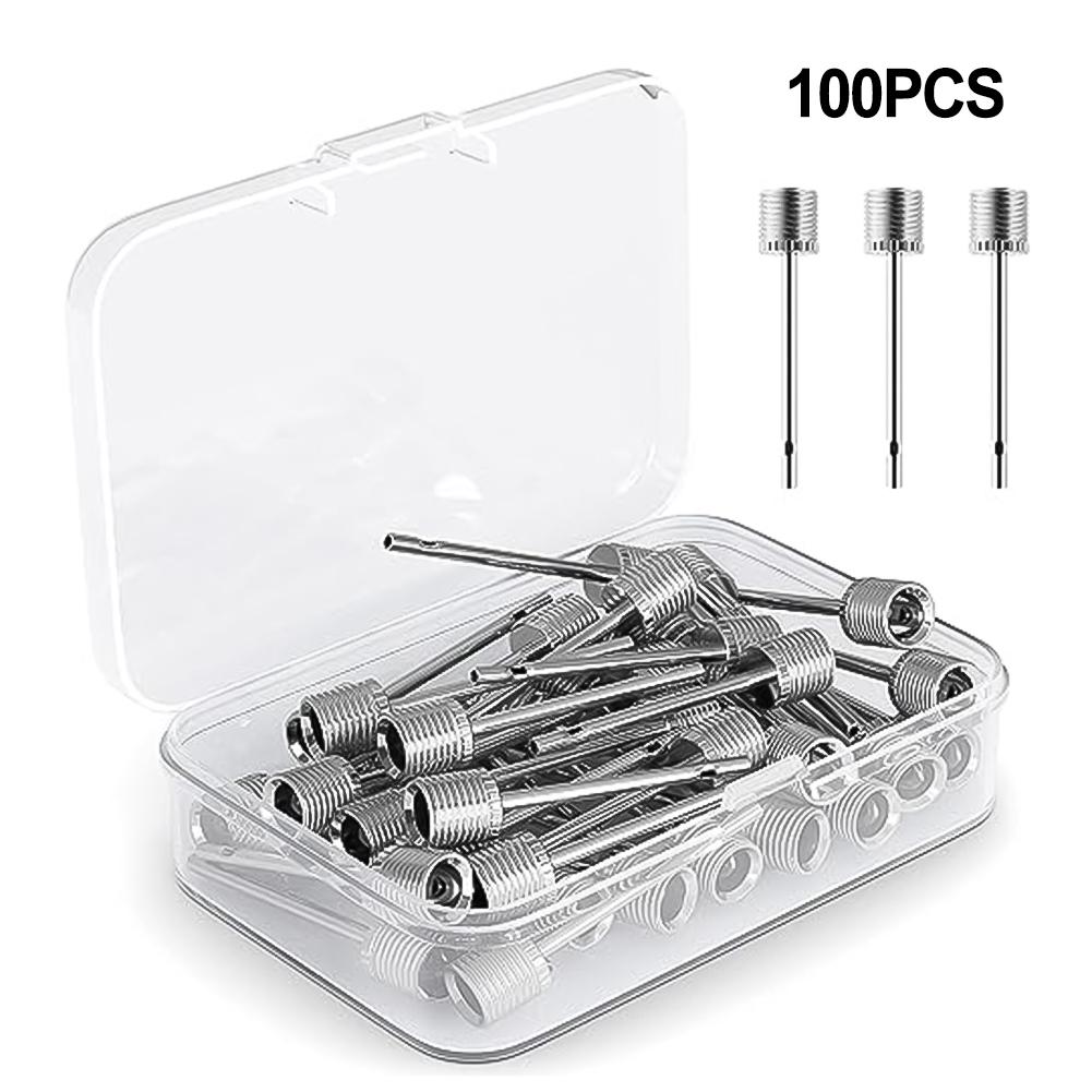 100 PCS Sport Ball Inflating Pump Needle Pump Adapter Basketball Valve Pump Stainless Steel Pump Pin Bicycle Spare Parts 1 set