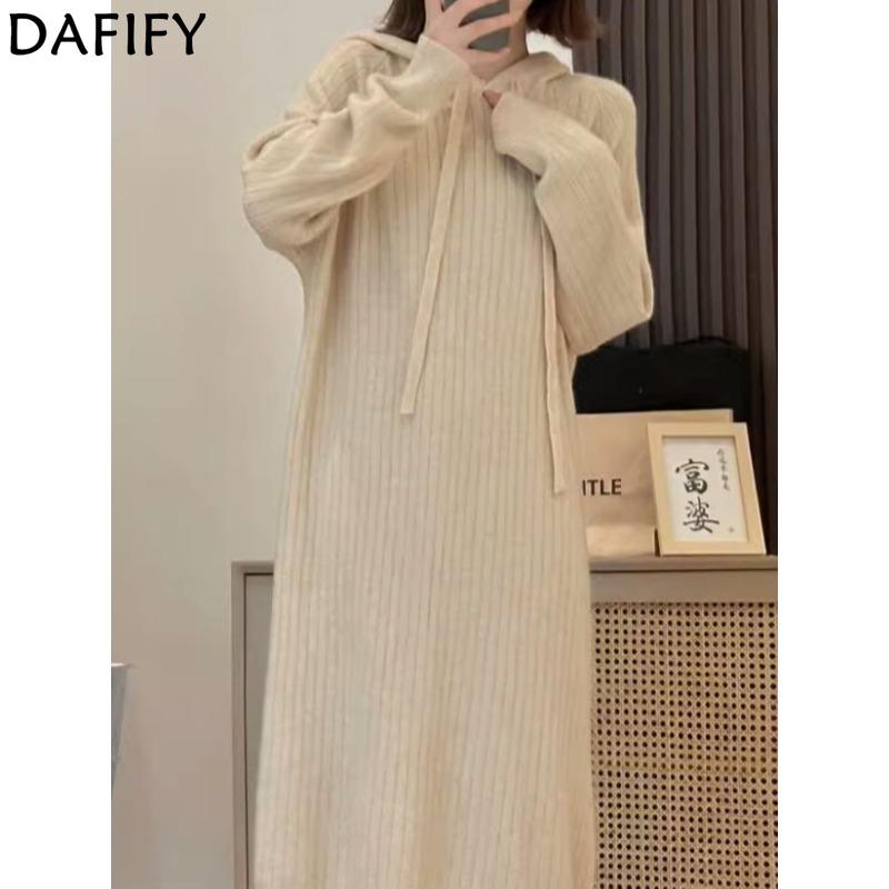 DAFIFY Women's Fashion Casual Fall Winter Solid Color Print Long Sleeve High Neck Sweaters