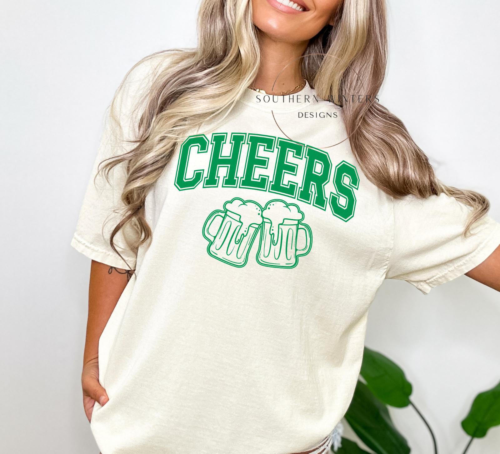 Adult St Patricks Day CHEERS Comfort Colors t shirt St Patricks day shirt Green XXXXL