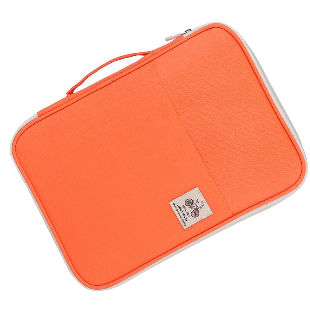 A4 Document Bag File Folder Portfolio Organizer Computer Notebook Zippered Case (Orange)