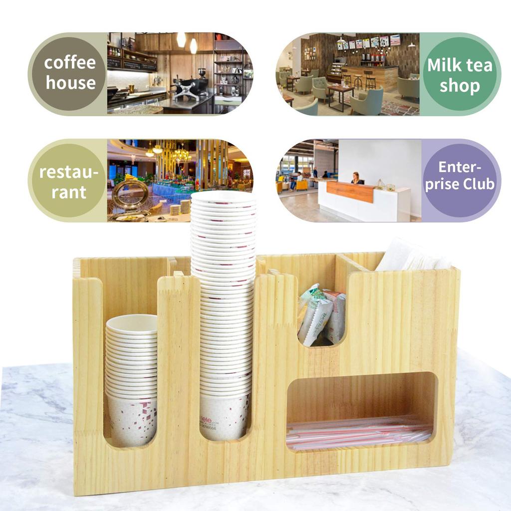 Uyoyous Paper Cup Holder, Cup Holder, Paper Cup Stand, Cup Dispenser, Wooden Cup Stand, Paper Cup Holder, Suitable for Convenience Stores, Cup