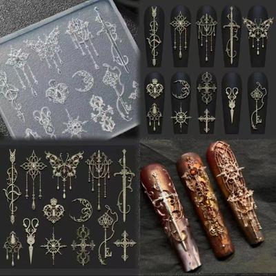 1 Pcs European Retro Style 3D Relief Silicone Mold,Transparent Flowers Bow Tie Nail Art Silicone Carving Mold Mould Template