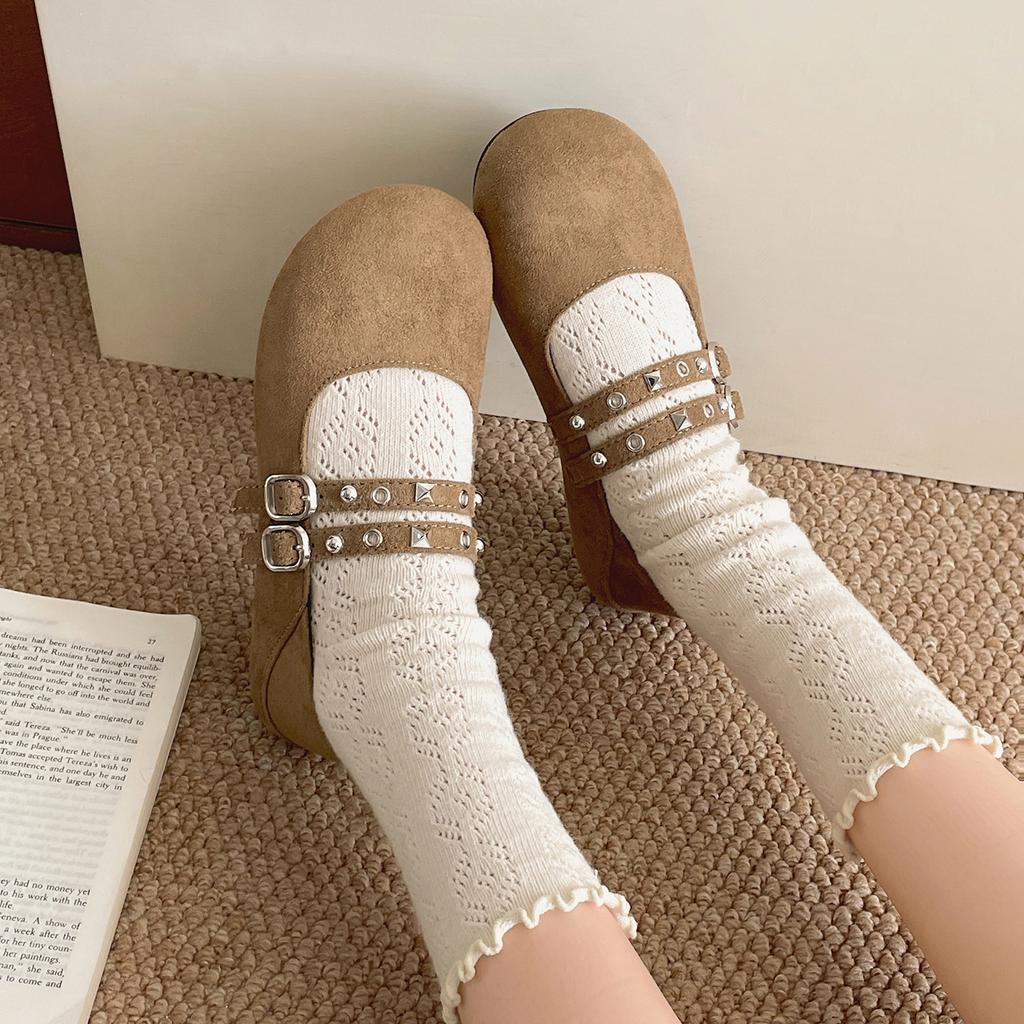 Queen Fan retro versatile flat-bottomed shallow mouth single shoes women's 2025 new autumn skirt soft-soled Mary Jane shoes