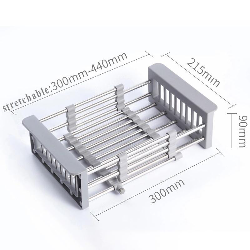 Kitchen Dish Drying Rack,over Sink Telescopic Stainless Steel Dish Rack/drainer,adjustable Vegetable Fruit Drain Basket For Sink