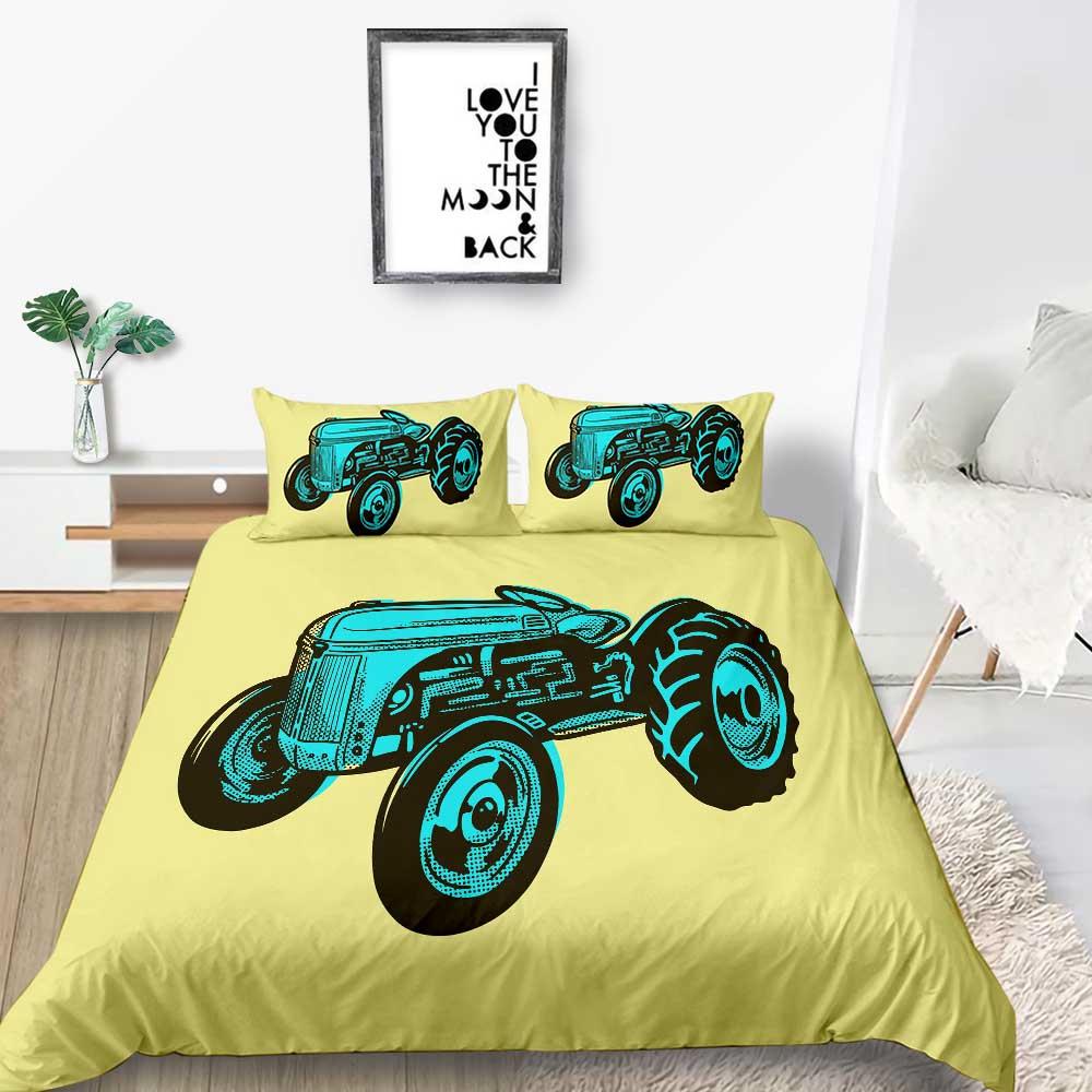 2023 New Style 3D Vehicle Printing Duvet Cover Set Farmland Home Textiles Soft Bedding Cover Suit Teen Children Luxury Bed Set