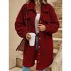 Women's Winter Long Loose Plush Coat, Turn-down Collar Buttoned Open Front Oversized Warm Overcoat for Women, European & American Style
