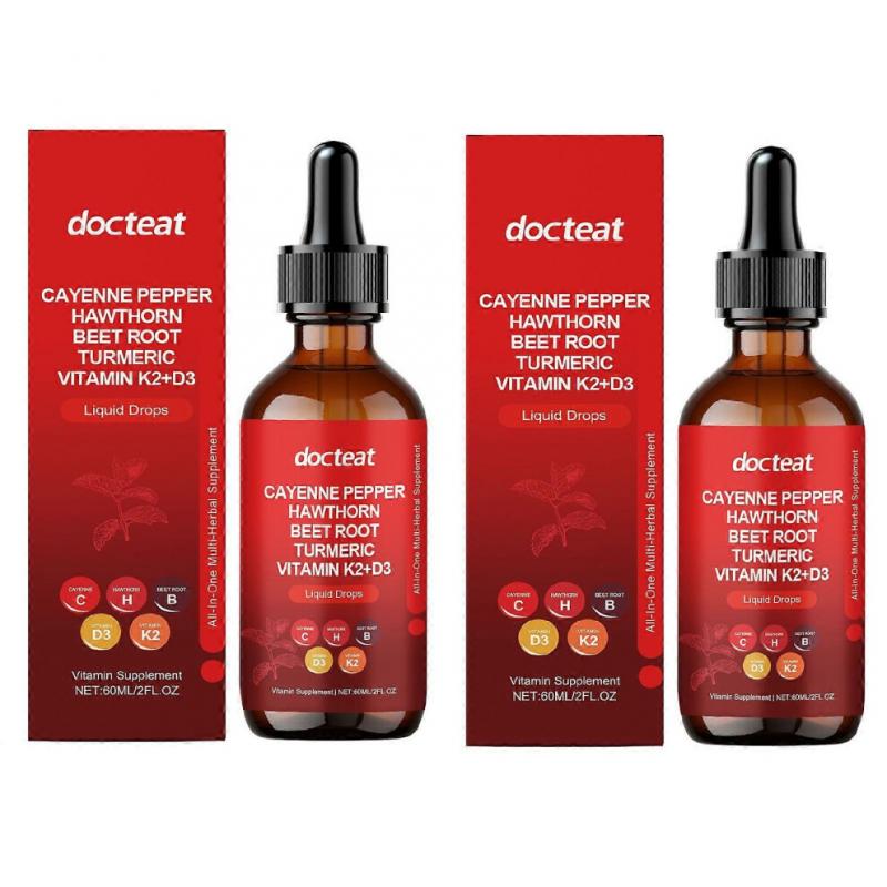 (2pcs)1-3x Cayenne Pepper Drops, Aeluro Cayenne Pepper Liquid Drops, Containing Hawthorn Beetroot