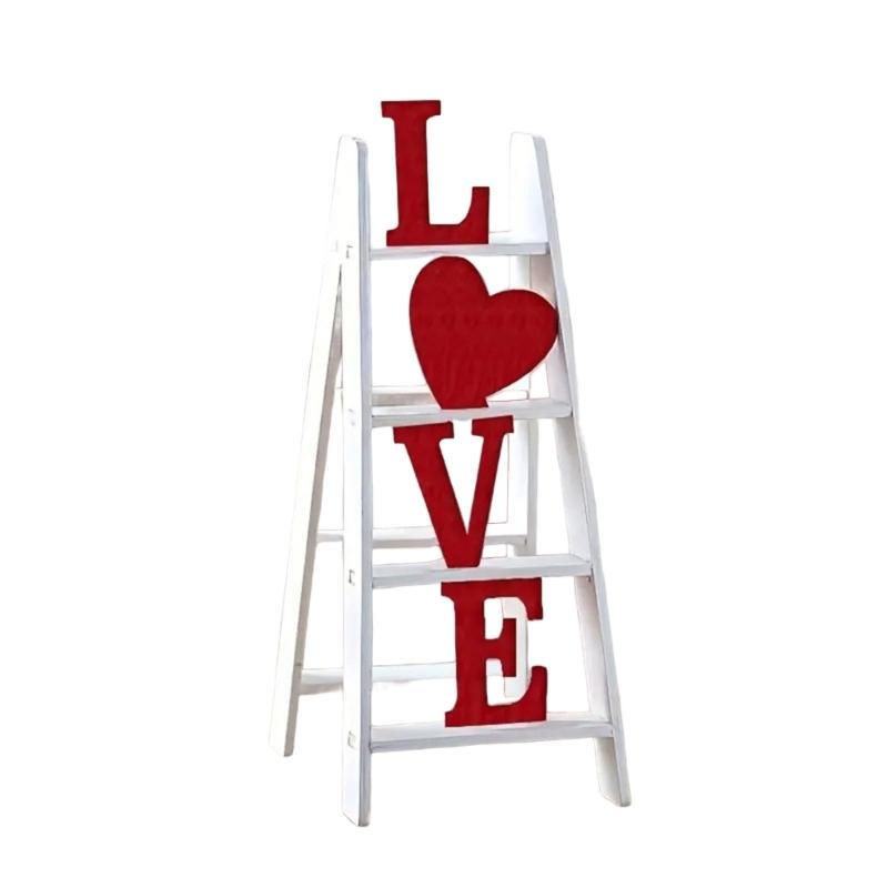 

Wood Love Ladder Table Decors Small Sign for Valentines Day or Anniversary Gift Desk Mantles and Shelf Decorations
