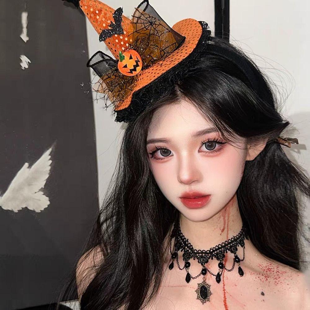 Spider Halloween Witch Hat Headband Pumpkin Cone Hat Hair Hoop Cute Halloween Party Hair Band  Kids