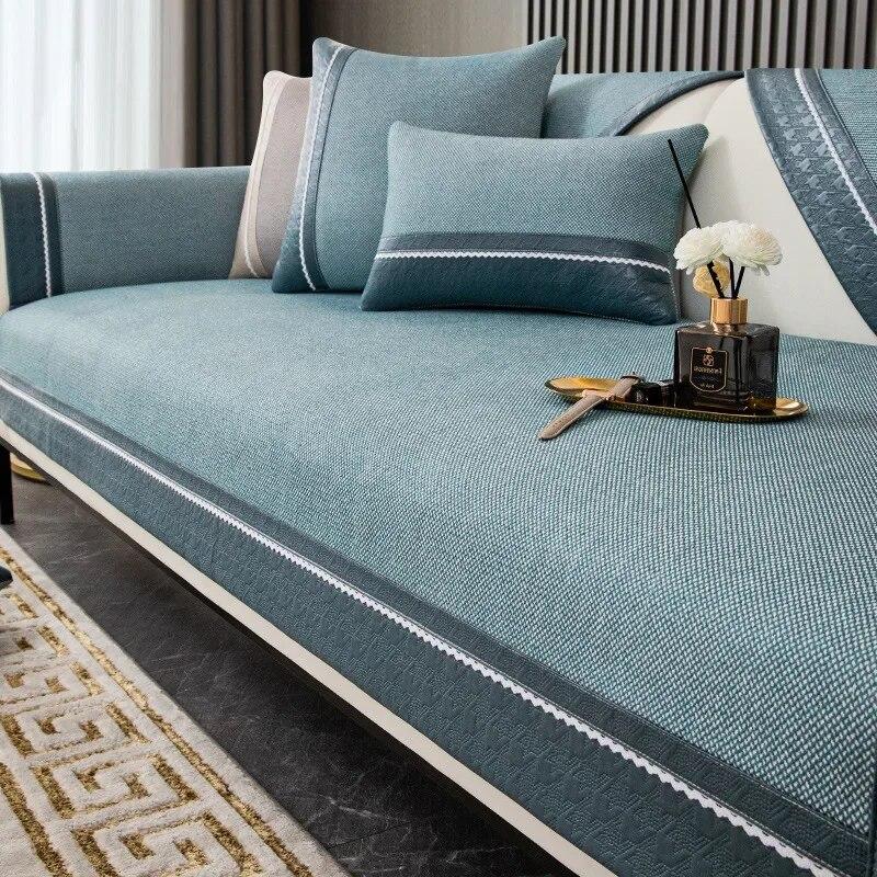 

Роскошный чехол для дивана из синели для гостиной, скандинавский диван-подушка «все включено», коврик для дивана, нескользящее L-образное диванное полотенце для дома 70x70cm 1pcs