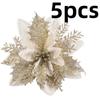 10/5pcs Sparking Christmas Flowers Artificial Plastic Xmas Tree Flower Ornament 5.5inch DIY Home Crafting Holiday Decoration