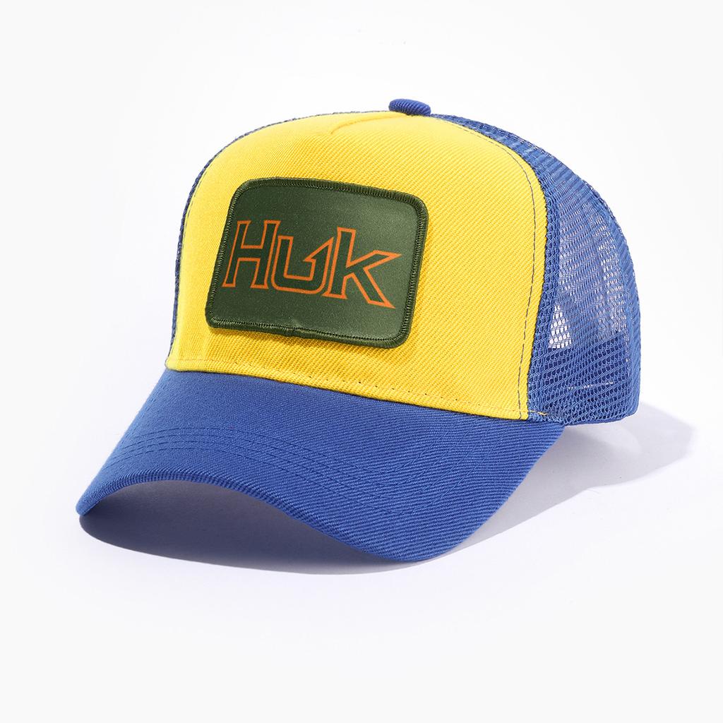Trendy Brand Patch Embroidered LettersHUKFashionable Simple Mesh Baseball Cap for Men and Women Outdoor Sports Sun Hat