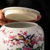 Large Ceramic Tea Caddy with Lid – Vintage Bird & Flower Design, Airtight Storage Jar for Loose Leaf Tea