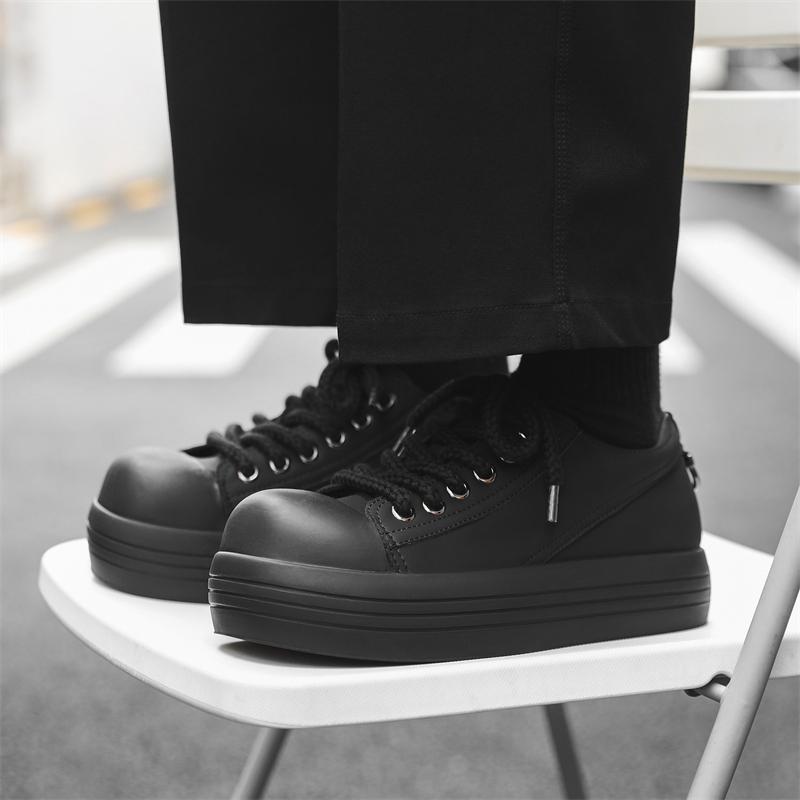 Fashion Men's thick soled board shoes classics Black trendy style Leisure Outdoor Fashion Party Daily casual height increasing shoes