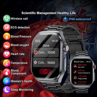 2025 Novo Relógio Inteligente AMOLED ET585 Homens ECG Monitoramento de Saúde Composição Sanguínea Chamada Bluetooth Mulheres Esportes Fitness Tracker Smartwatch