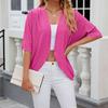 Women's Casual Knitted Cardigan Jacket Fashionable Mid Sleeve Solid Color Spring Summer