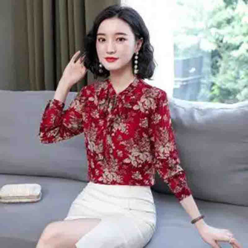 

Весенне-летняя шифоновая рубашка с цветочным принтом, женская маленькая рубашка с длинными рукавами, закрывающая живот S