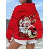 Autumn and Winter Women's Plus Size Christmas Santa Claus Print Hooded Sweatshirt Cozy  Pullover Sweatshirt Holiday Outfits