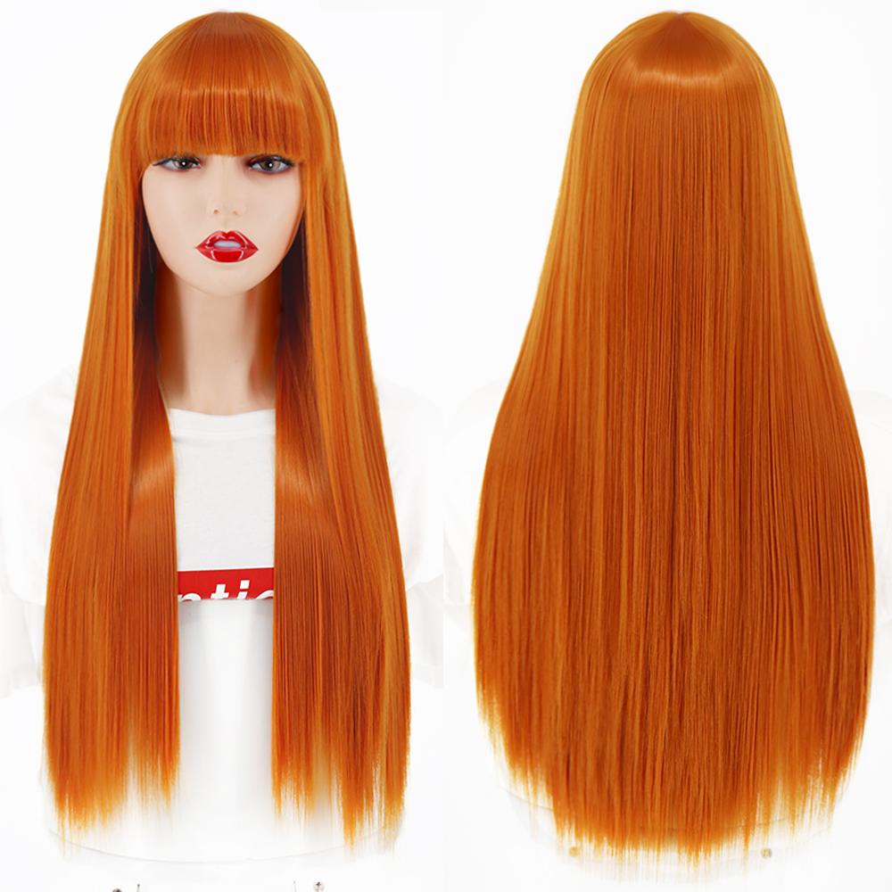 

MERISIHAIR Длинный прямой светло-русый парик с челкой из синтетического термостойкого волокна, прямой парик для женщин 24inches