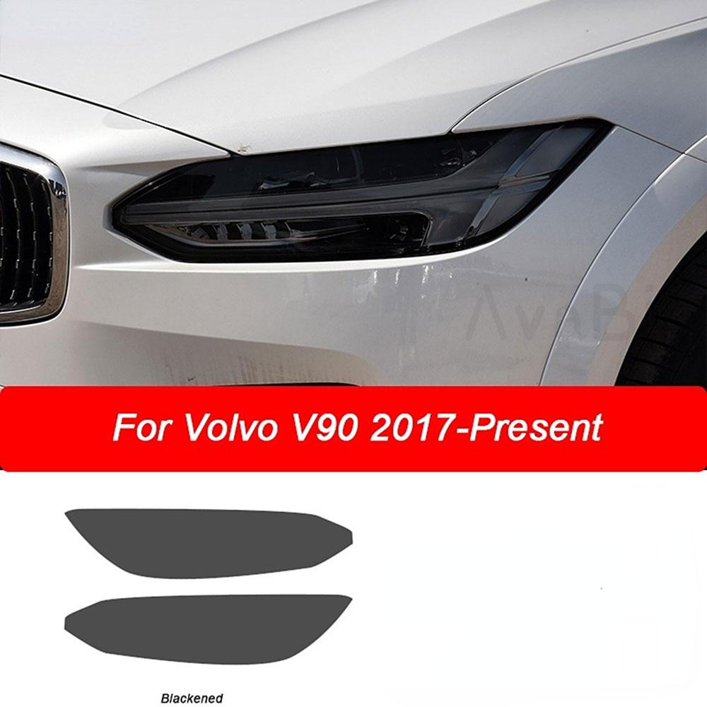 

PPF 2Pcs Car Headlight Protective Film Vinyl Protection Transparent Black TPU Sticker for Volvo S90 V90 2017-Present Accessories V90 blackened
