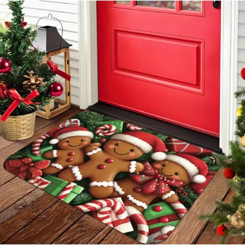 Gingerbread Man Door Mat Christmas Gnome Soft Carpet  Living Room Kitchen Bedroom Bathroom Room Christmas Home Christmas Decor