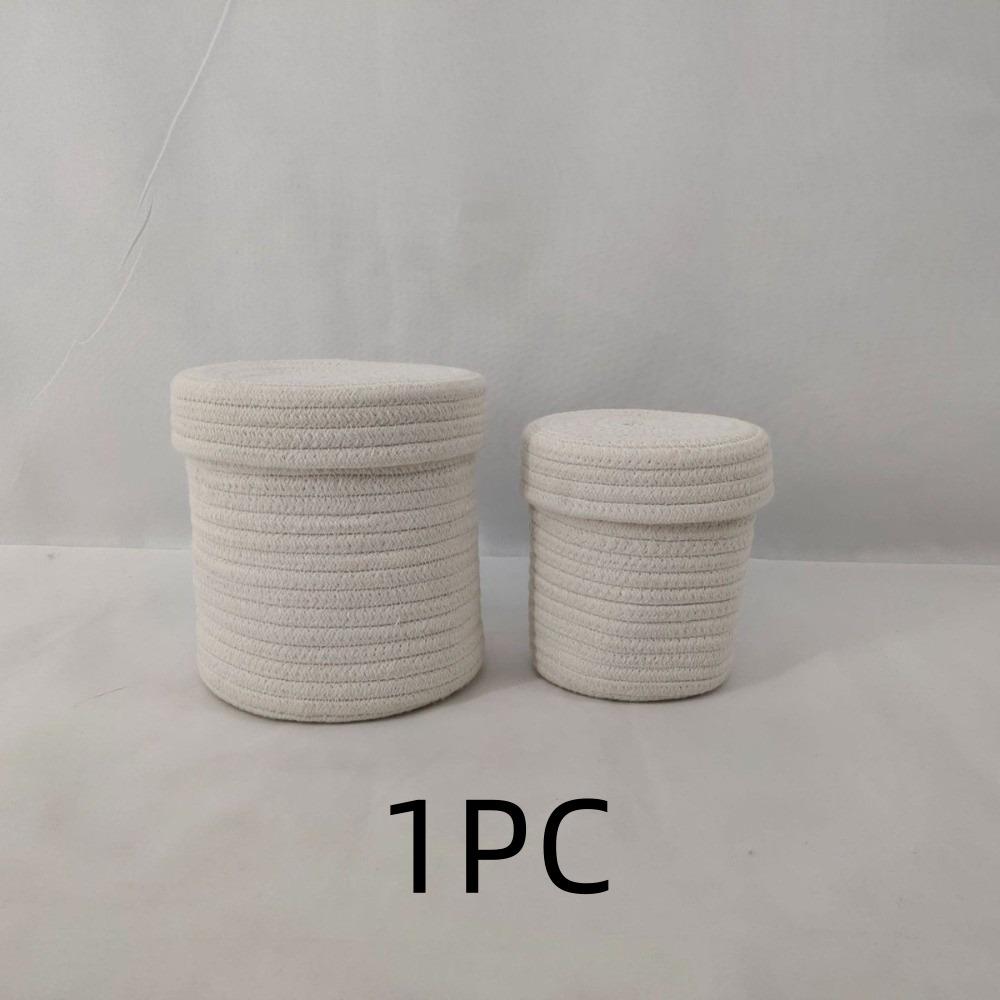 

Round Cotton Rope Storage Basket with Lid Miscellaneous Items Key Wallet Storage Basket Dustproof Home Organization Supplies S білий