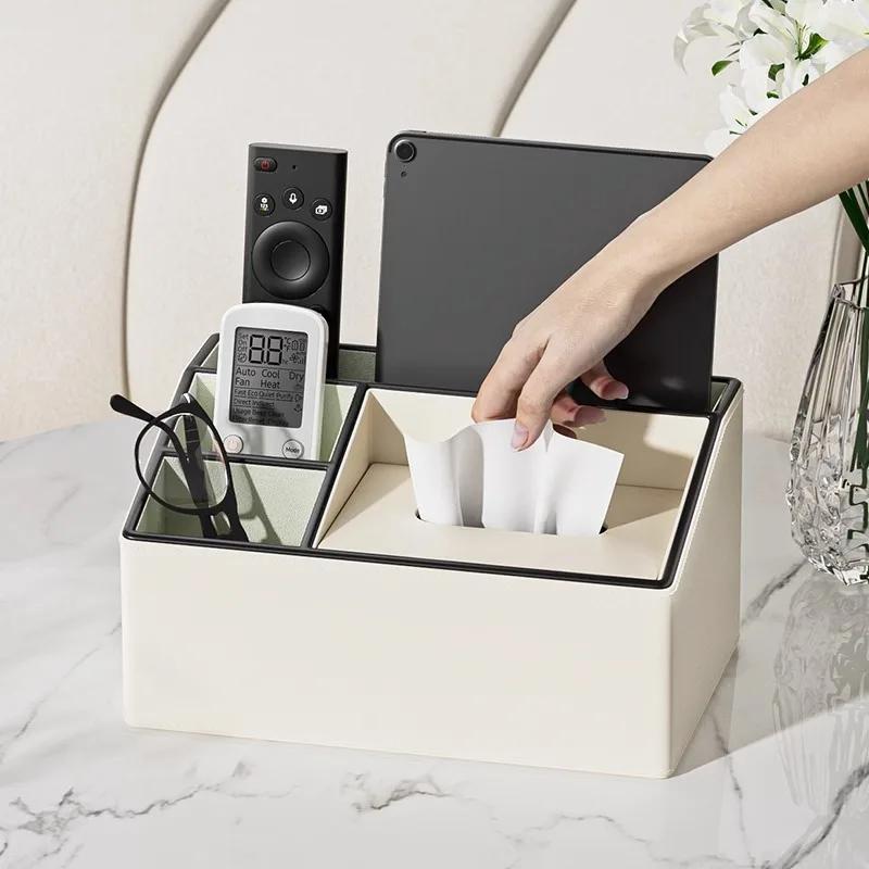 Tissue Box Living Room Coffee Table Paper Box Desktop Organizer Remote Control Office Multi-function Storage Box