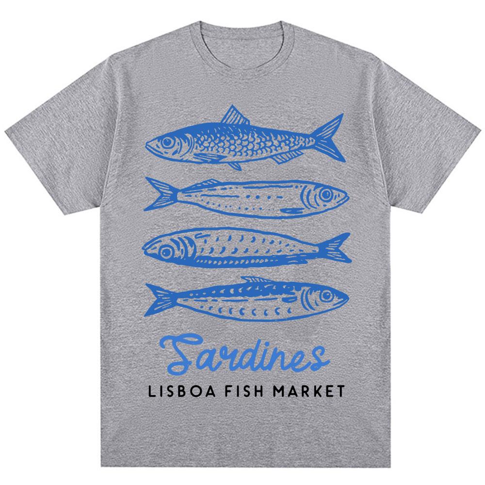 Funny Fish Market Print T-shirt Kawaii Fashion Men Women Harajuku High Quality T Shirts Loose Cotton Casual Summer T Shirt