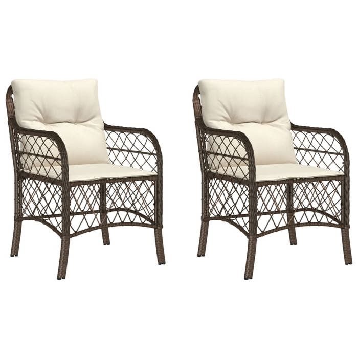 VidaXL Garden Chairs with Cushions Set of 2 Brown Wicker 365154
