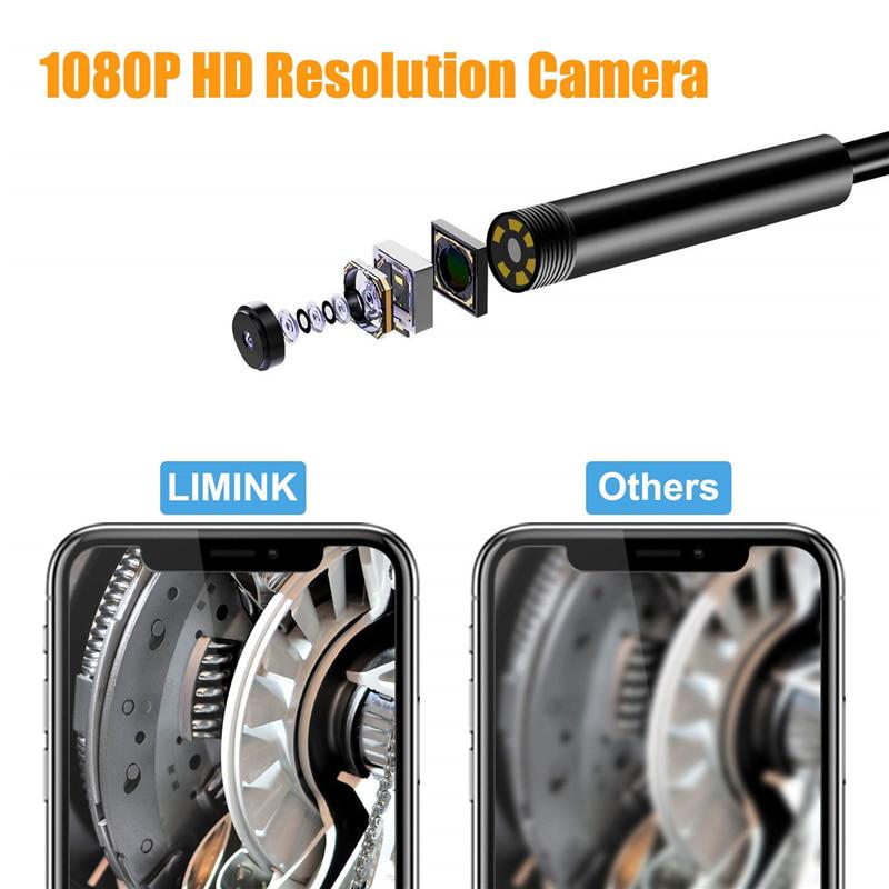 💰Koop LIMINK 5.5mm WiFi Endoscope Inspection Camera with 6Led Wireless Borescope Snake Hard