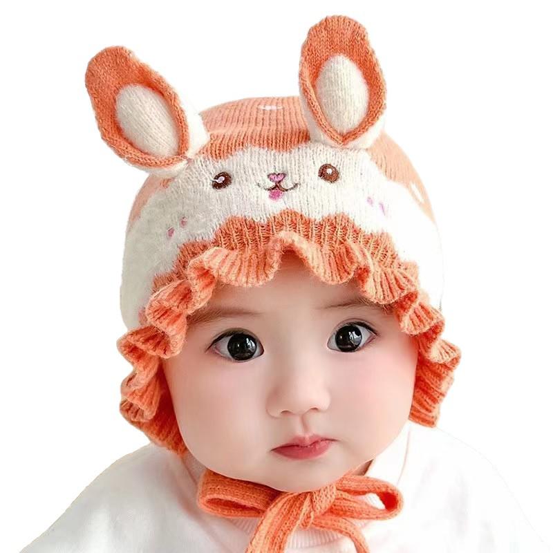 Cozy Rabbit Baby Wool Knit Hat - Fleece Lined with Ear Protection for Autumn & Winter