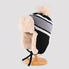 Knitted Hat Women's Autumn and Winter Warm Plush Ear Protection Hat Striped Color Matching Plush Thickened Wool Hat