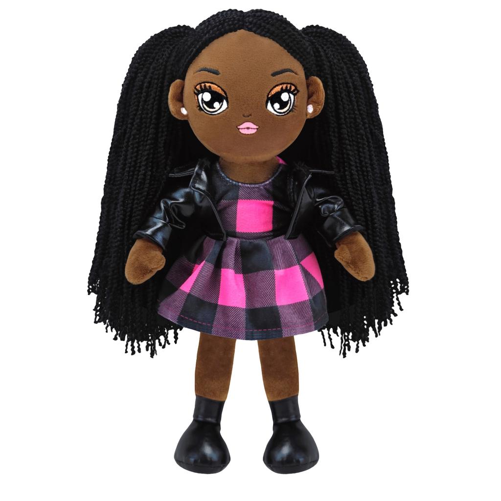 Cute Plush Toy, Long-Haired Black Girl Cartoon Doll, Figurine, Children'S Gift, Without Label