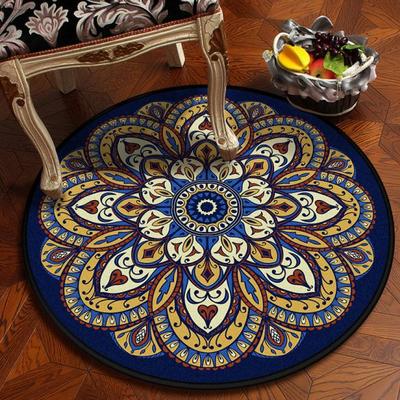 Round Multicolor Antique Area Carpet Round Mat Floral Printing Rug Round Rug Easy Care Carpet for Living Room Home Decor