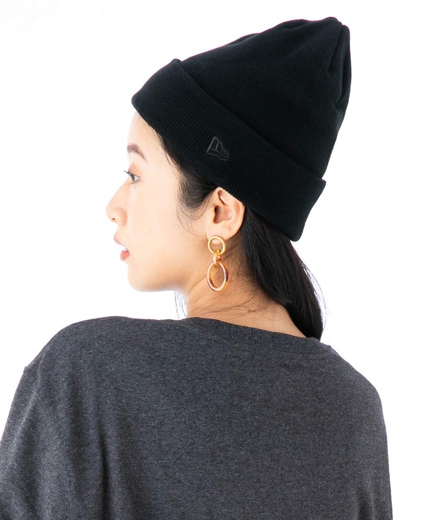 New Era Basic Cuff Knit Free Basic Cuff Black Hat, Black/Metallic Black, Knit,