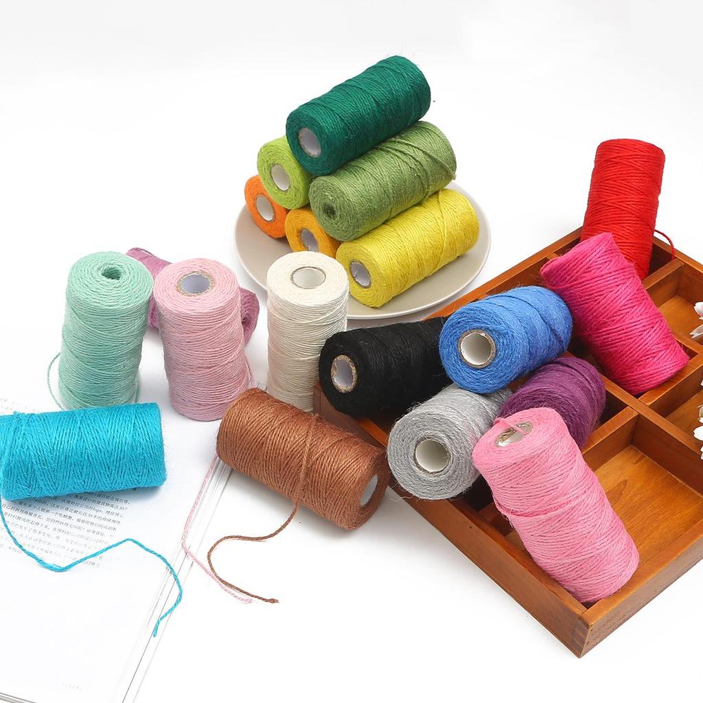 100M/Roll 2mm Natural Burlap Hessian Jute Twine Cord Rope String Gift Packing Strings Christmas Event & Party Supplies DIY Decor