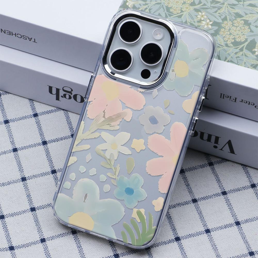 

Hand-Painted Flowers Phone Case For Iphone 17 16 13 15 11 12 14 17 Pro Max Air 16E 17E Shockproof Cover Silicone Soft Fundas iphone 17 Air чистый