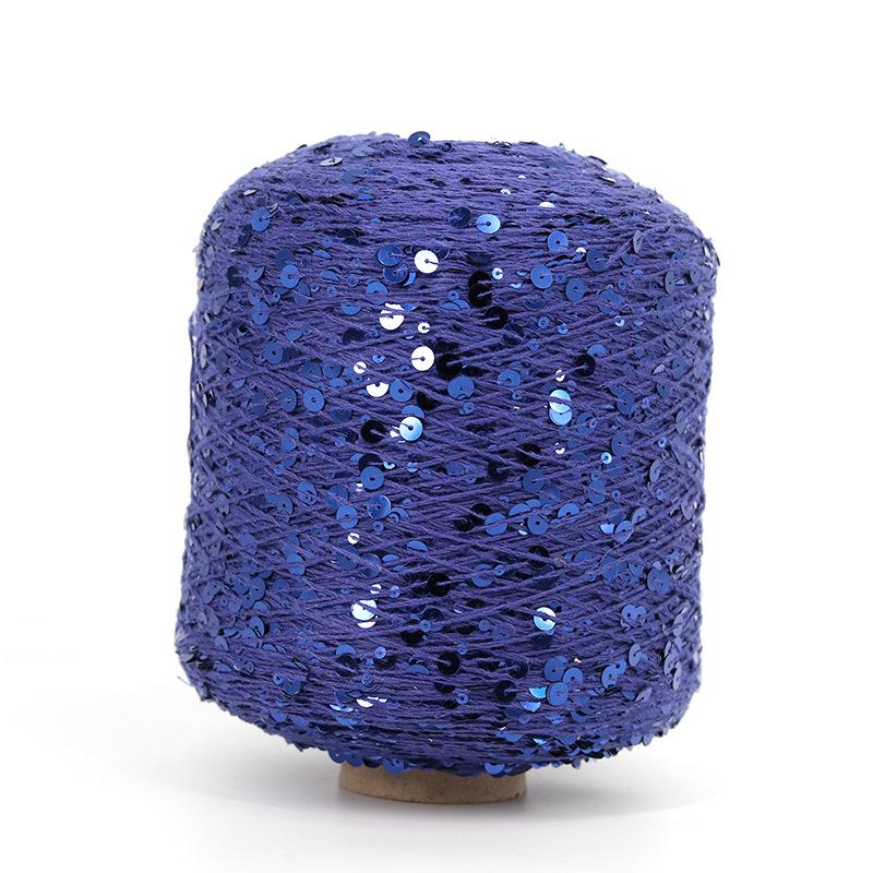 Hand-Knitted Bright Cotton Yarn with Sequins, 3MM+6MM, Combed and Fancy