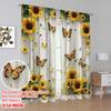 2D flat printing 2pcs Window Drapes Butterflies and sunflowers 100% Polyester,Without Electricity Wall Decor Applies to Festive