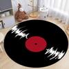 Retro Vinyl Record Round Rug Popular Music Record CD Pattern Circle Carpet for Living Room Bedroom Decor Rug Chair Doormat
