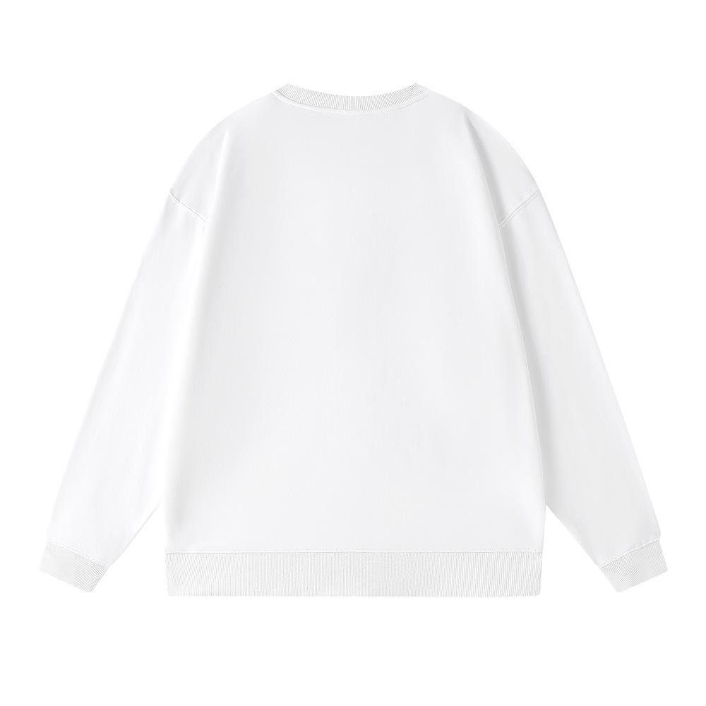 BAPE Spring/Autumn Pure Cotton Terry Men's Sweatshirt - Round Neck, Letter Print, Loose Fit, Unisex, Trendy Monkey Head Design