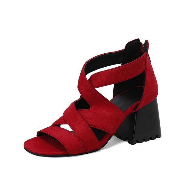 Léto Nový design Dámské Nýtované duté cool boty Robustní podpatky Smíšené barvy Chelsea boty Sandály pro dívky Dámské boty