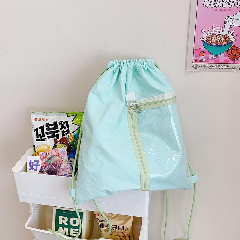 Drawstring Bundle Bag Female Large-capacity Student Class Commuter Storage Bag Sports Fitness Bag Simple Backpack