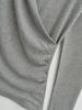 Mature Style V-neck Cross-Pleated Long-Sleeve Top for Women – Autumn/Winter Slimming Waist T-shirt