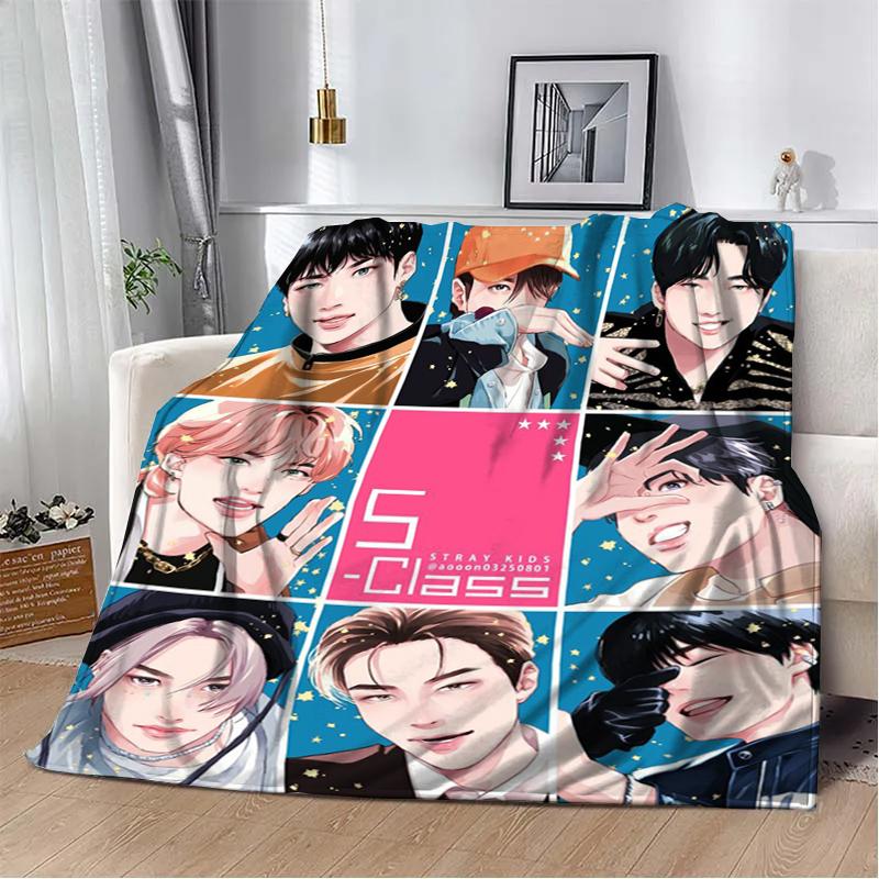 3D KPOP S-Stray-K-Kids Throw blanket Picnic blanket Warm Flannel blankets Home Couch bed linings blankets for beds Birthday Gift